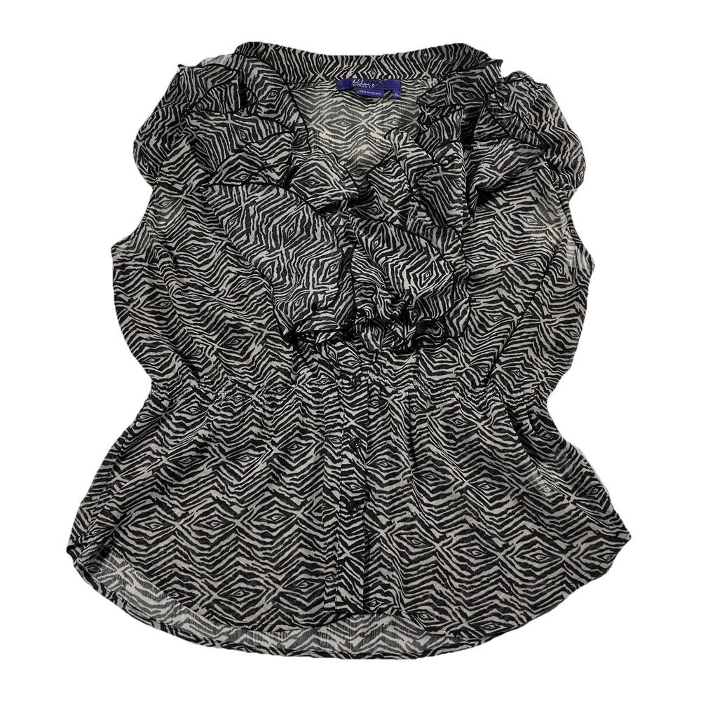 Miley Cyrus Max Azria XL Zebra Print Sheer Ruffle Top